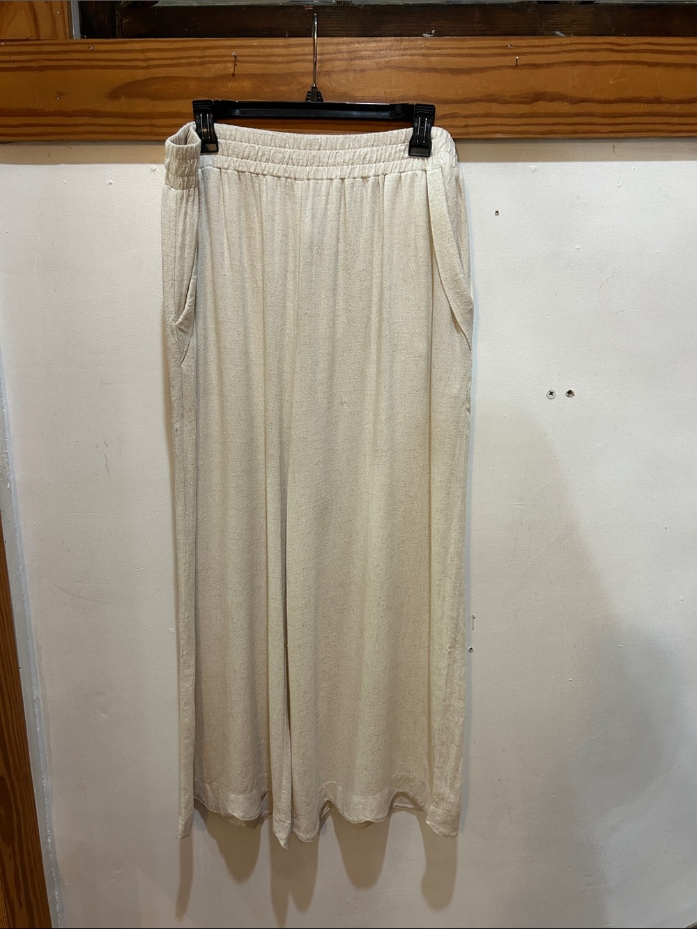 Umgee Cream Wide-Leg Elastic Waist Pants